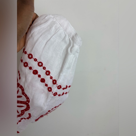 J.Crew Bungalow Embroidered Linen Blouse in Red and White with embroidery Size M - Picture 5 of 11